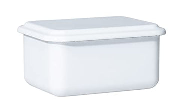 Riess, 0412-033, Vorratsbehälter mit Deckel, 15x11x7cm, Emaille, Design SERVE + STORE, WEISS, Gewicht 0,46kg, LBH: 15,7 x 11,7 x 7 cm im Sale